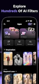 Hype AI AI filters screenshot